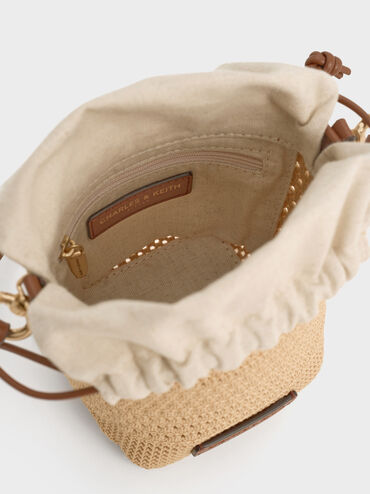 Girls' Ida Knitted Bucket Bag, Beige, hi-res