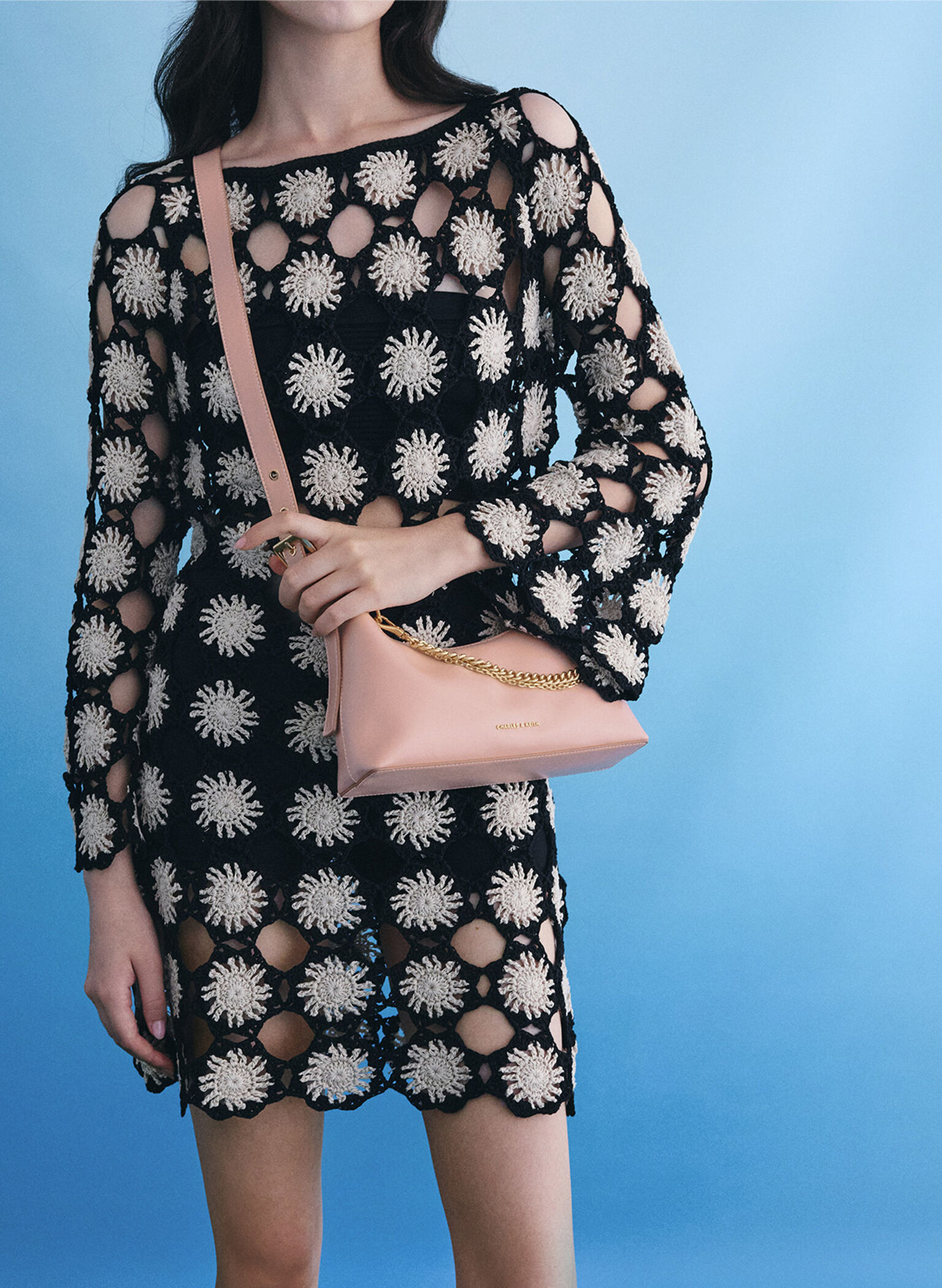 Atwood Chain-Embellished Shoulder Bag, Light Pink, hi-res