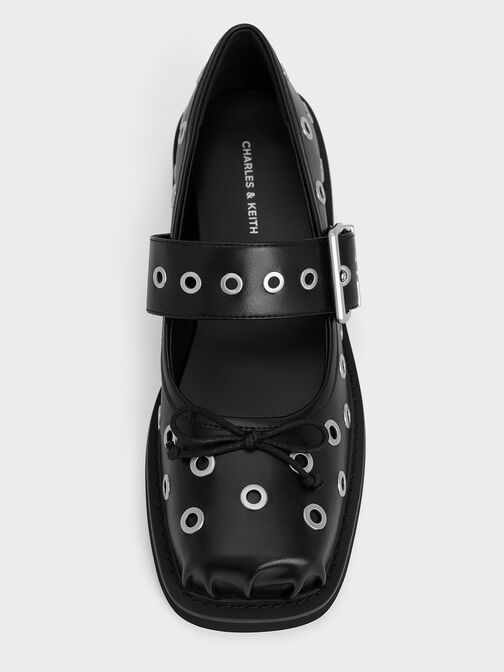Grommet Buckled Mary Janes, Black, hi-res