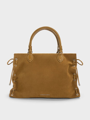 Large Nylah Grommet Lace-Up Tote Bag, Sahara Sand, hi-res
