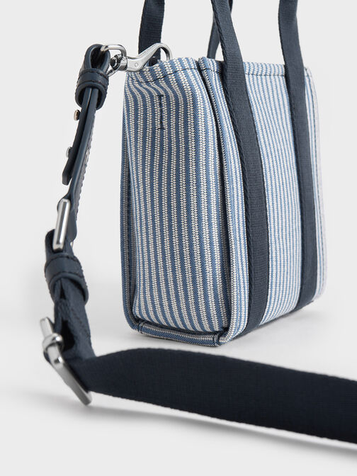 Mini Kay Striped Tote Bag, Blue, hi-res