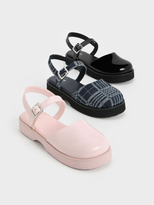 Girls' Ankle-Strap Flats, Black Box, hi-res