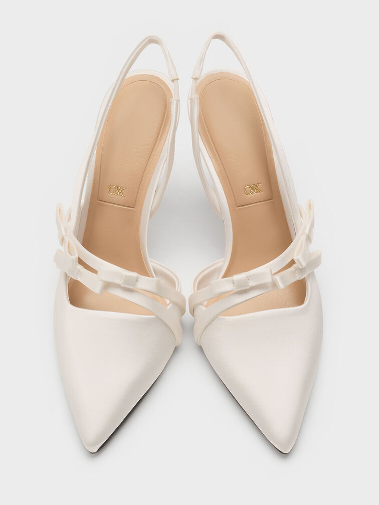 Jessy Bow Slingback Pumps, White, hi-res