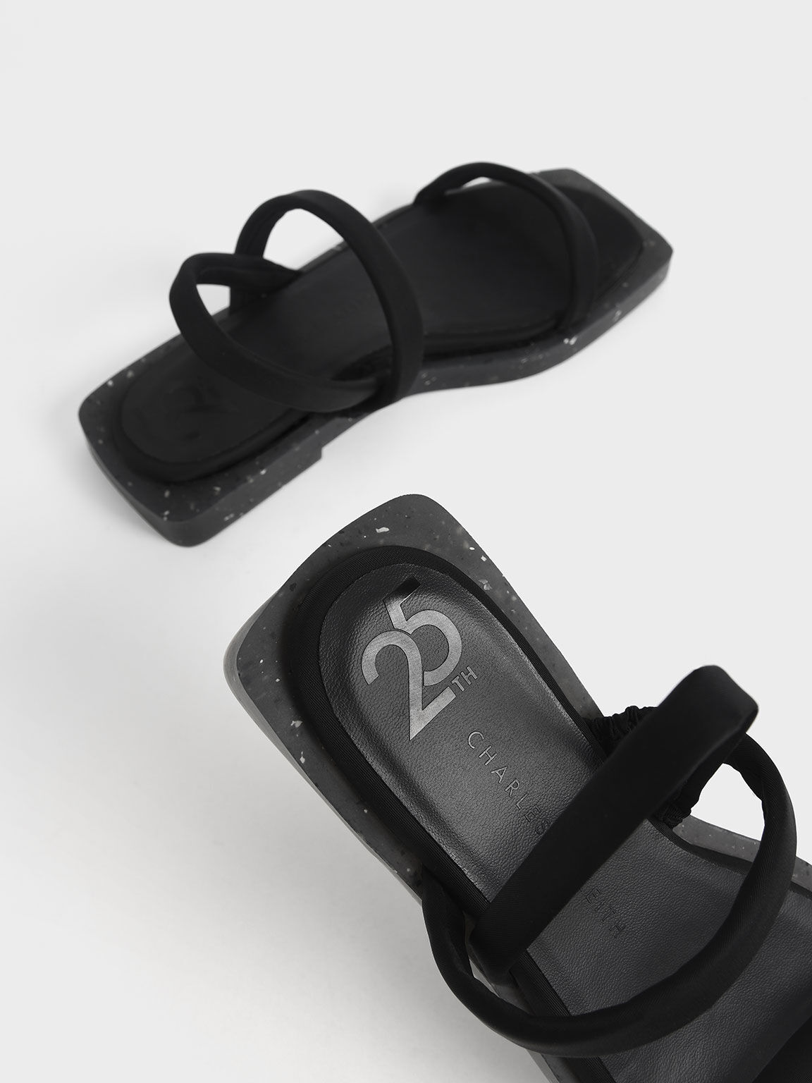 Arabella Recycled Nylon Slingback Sandals, Black, hi-res