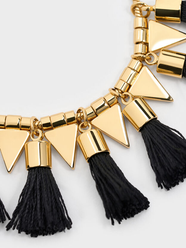 Orelia Tassel Bracelet, Black, hi-res