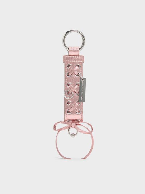 Grommet Lace-Up Bag Charm, Aura Pink, hi-res