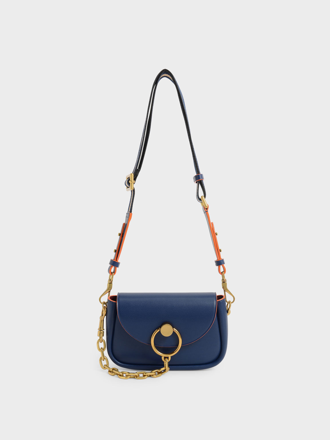 Navy Becca Chunky Chain Link Crossbody Bag CHARLES KEITH International