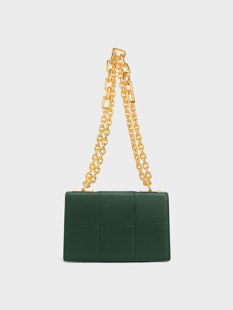 Georgette Chain Handle Bag, Dark Green, hi-res