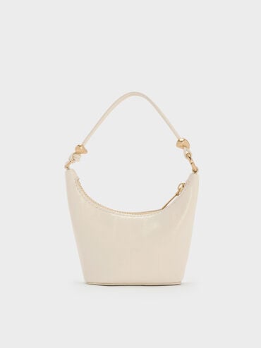 Micro Augustine Eel-Effect Chain-Handle Bag, Cream, hi-res