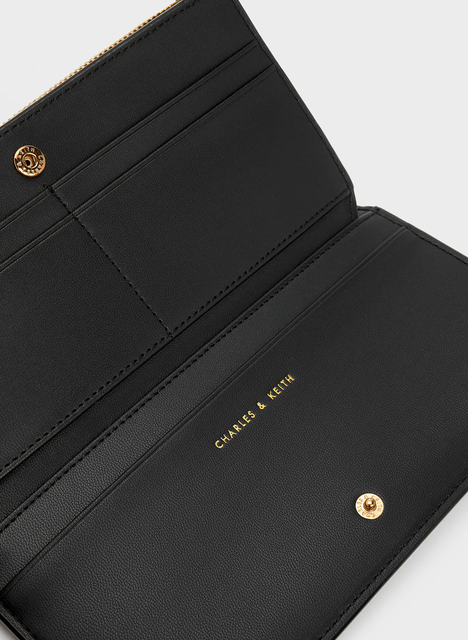 Danika Quilted Long Wallet, Black, hi-res