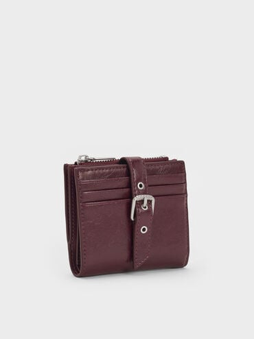 Blaise Grommet-Belt Top-Zip Small Wallet, Wineberry Red, hi-res