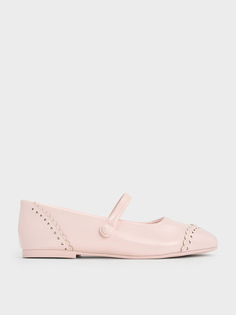 Marianne Girls' Heart Mary Jane Flats, Light Pink, hi-res