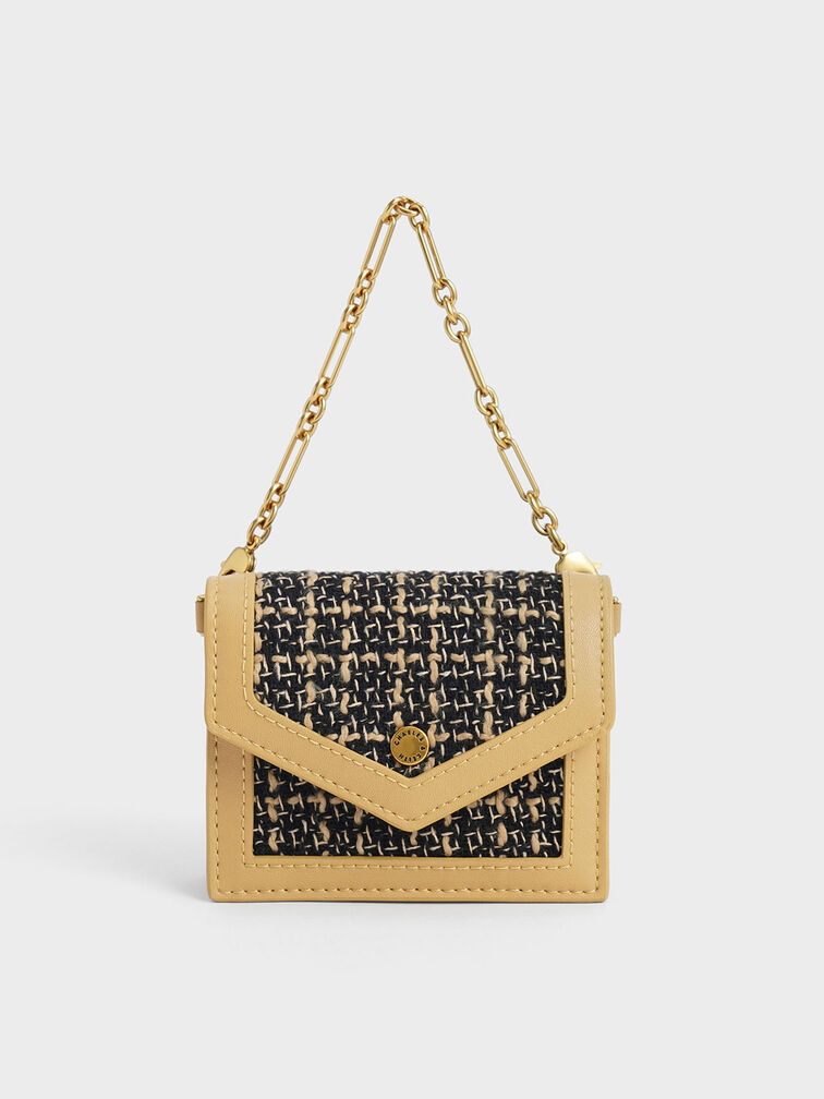 Tweed Chain-Link Cardholder, Multi, hi-res