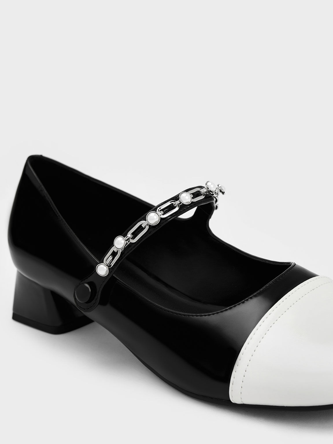 Beaded Chain-Link Mary Janes, Black, hi-res