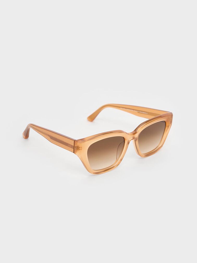 Gafas de sol tipo cat-eye de acetato reciclado, Toffee, hi-res