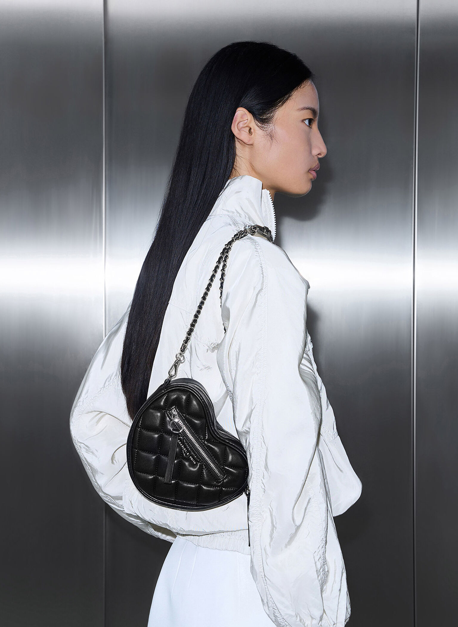 Philomena Quilted Heart Crossbody Bag, Noir, hi-res