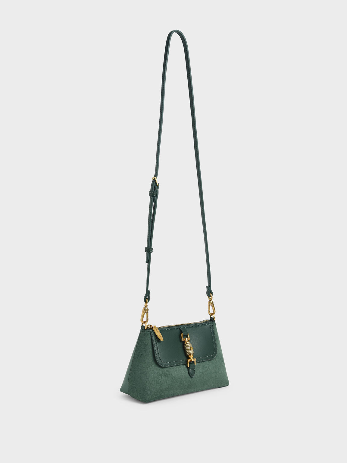 Atlas Textured Chain Handle Bag, Dark Green, hi-res