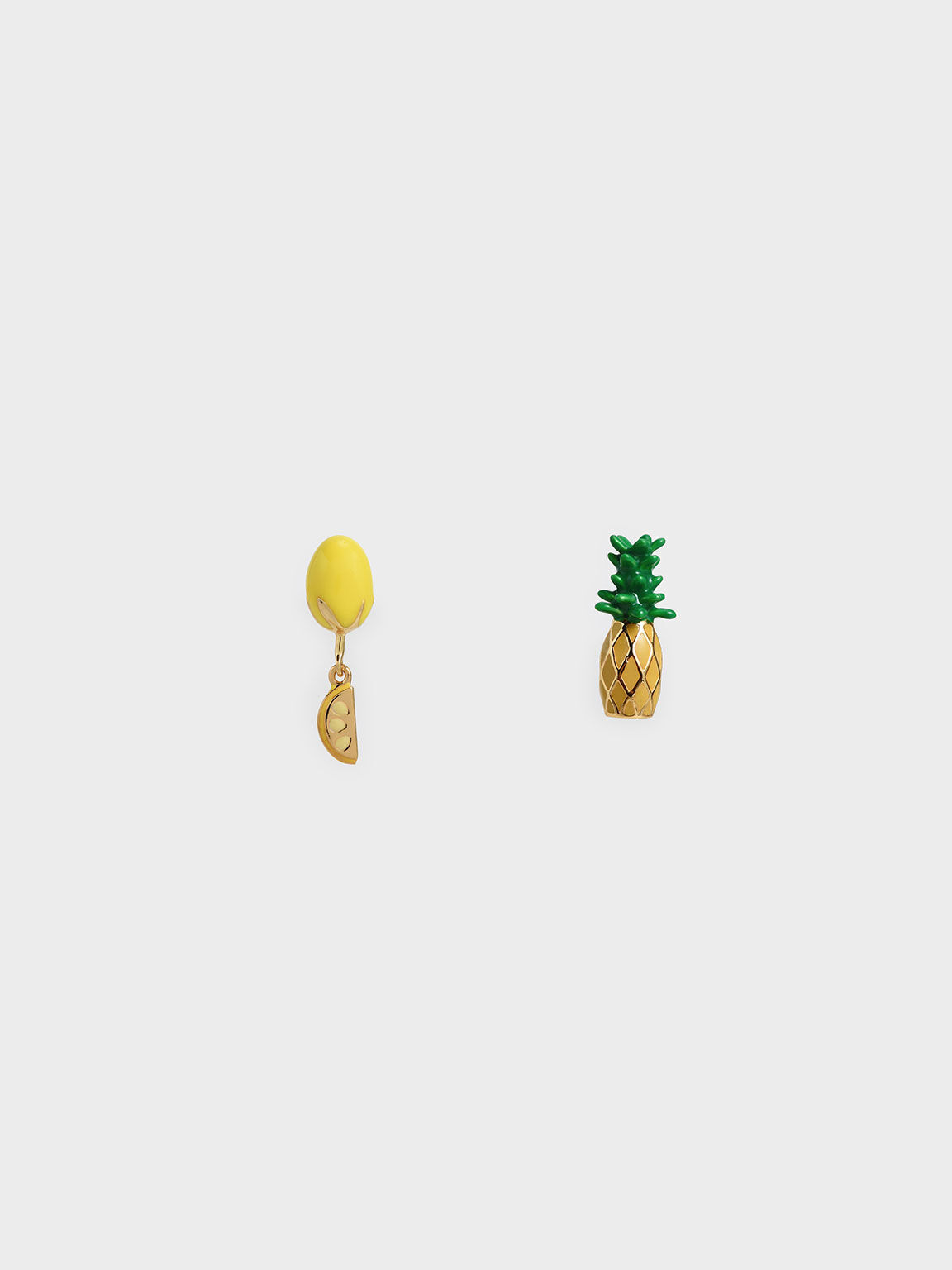 Fruits Stud Earrings, Yellow, hi-res