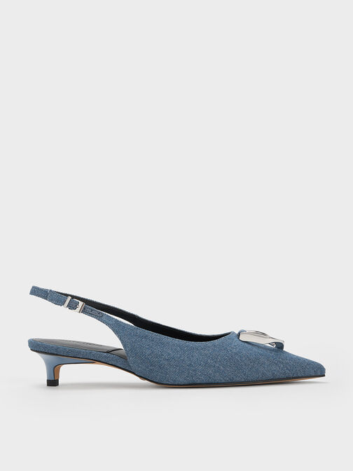 Gabine Denim Slingback Pumps, Blue, hi-res