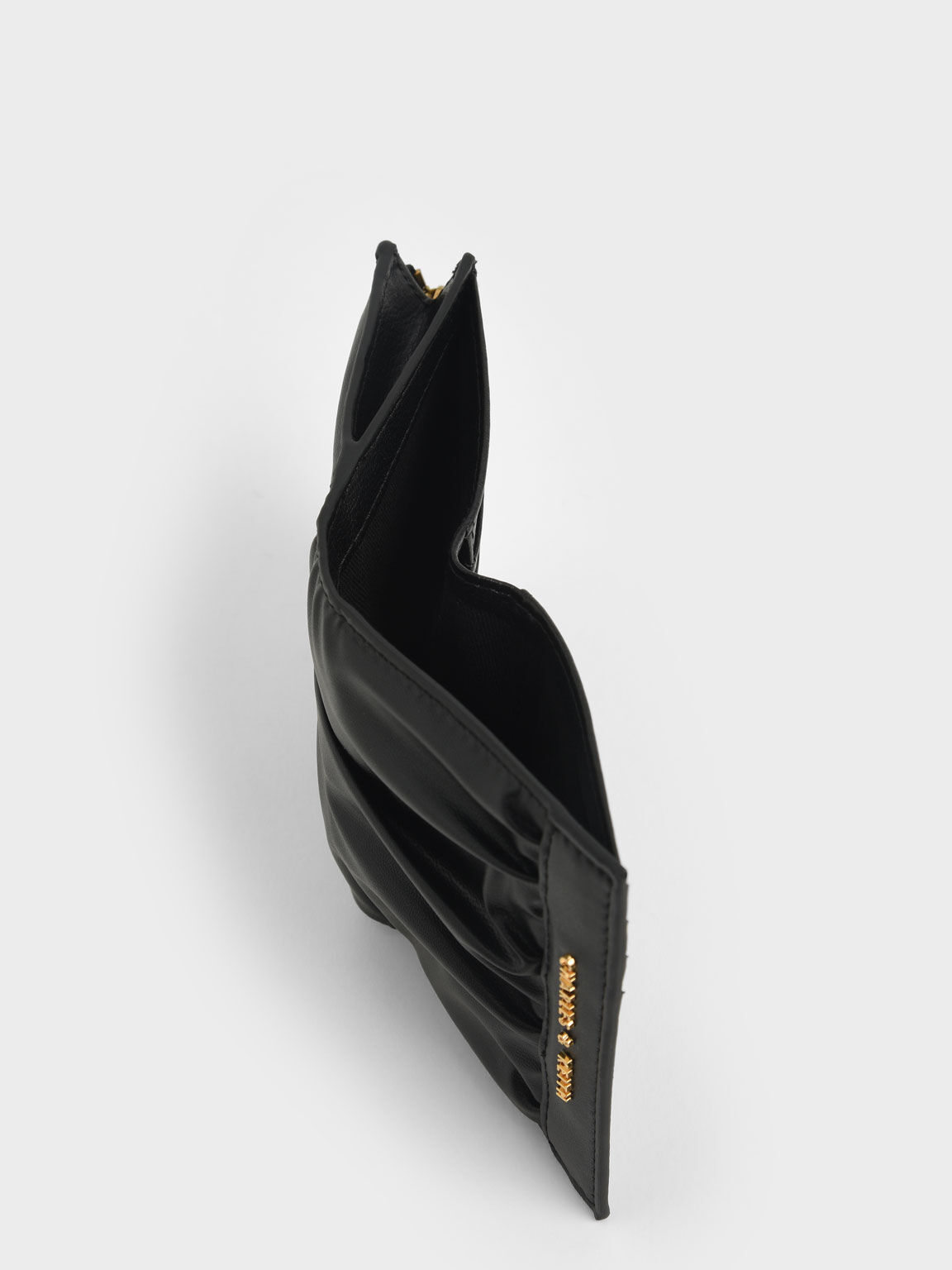Thea Ruched Short Wallet, Black, hi-res