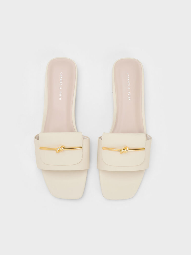 Knotted Accent Slide Sandals, Chalk, hi-res