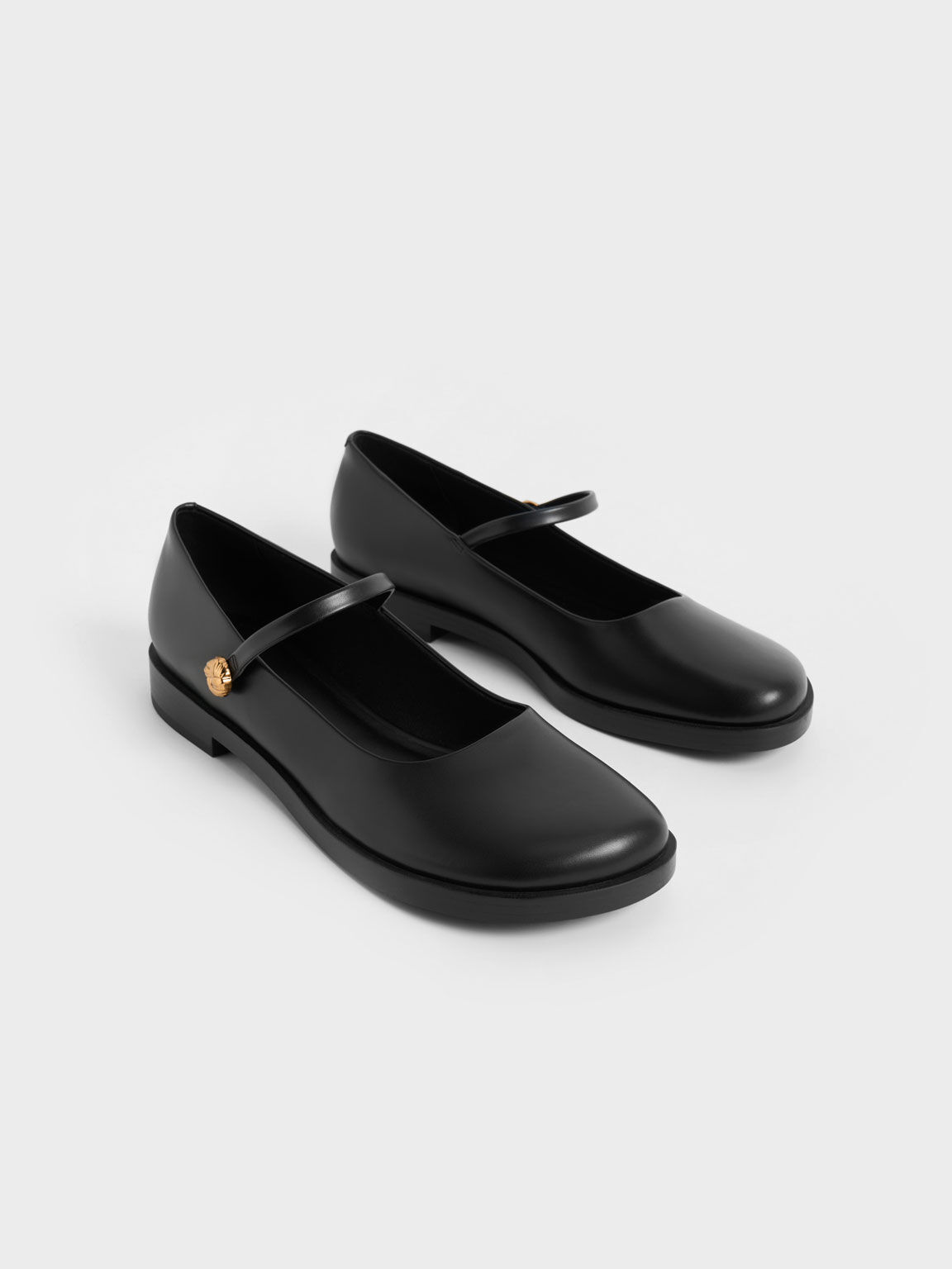 Metallic Accent Mary Janes, Black, hi-res