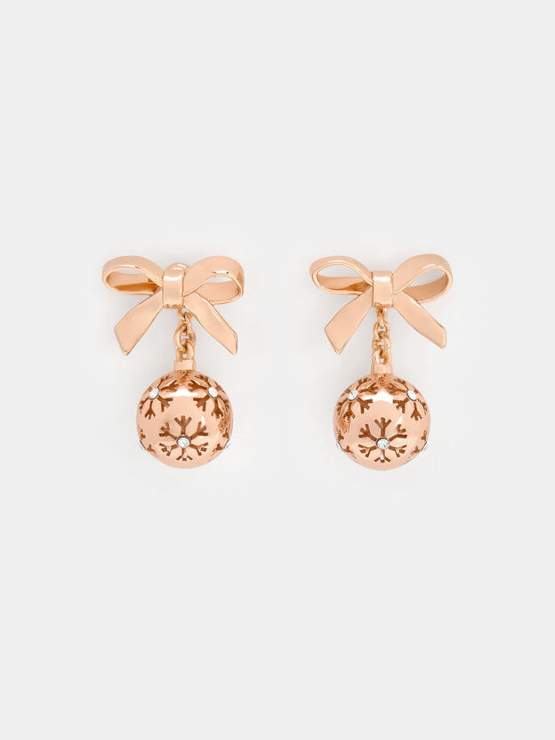 Athalia Snowball Drop Earrings, Rose Gold, hi-res