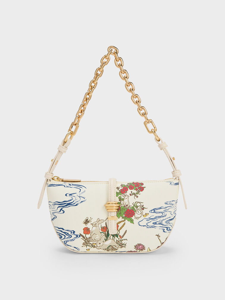 Cream Rabbit Illustrated Belted Bag - CHARLES & KEITH US
