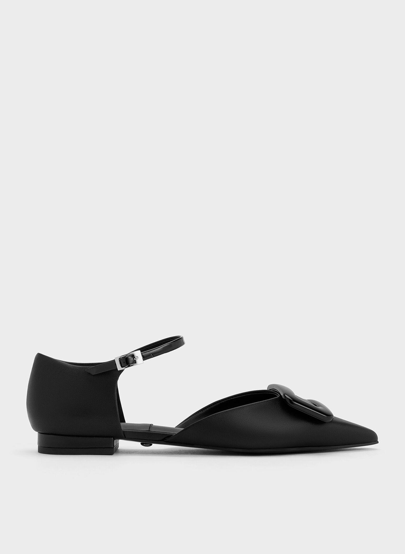 Rosalie Leather D'Orsay Flats, Black, hi-res