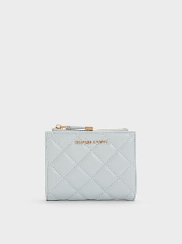 Alva Quilted Top-Zip Small Wallet, Sea Salt Blue, hi-res