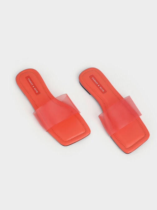 Padded Slide Sandals, Orange, hi-res