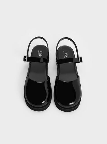 Girls' Ankle-Strap Flats, Black Box, hi-res