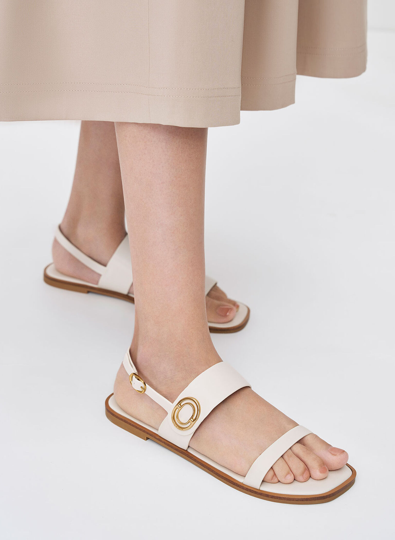 Metallic Accent Back Strap Sandals, Chalk, hi-res