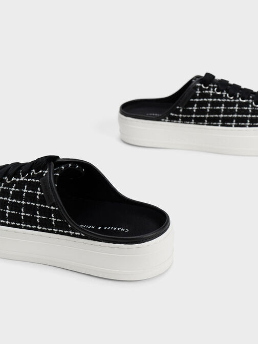 Tweed Slip-On Sneakers, Black, hi-res