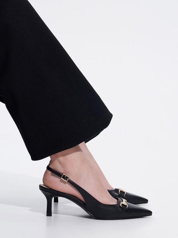 Leslie Slingback Pumps, Black, hi-res