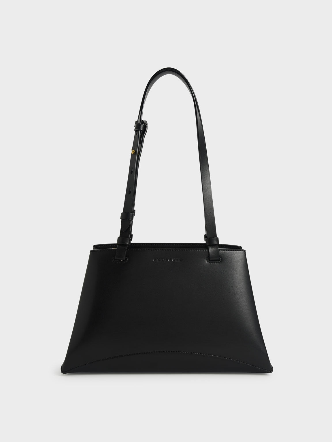 Black Double Handle Trapeze Tote - CHARLES & KEITH International