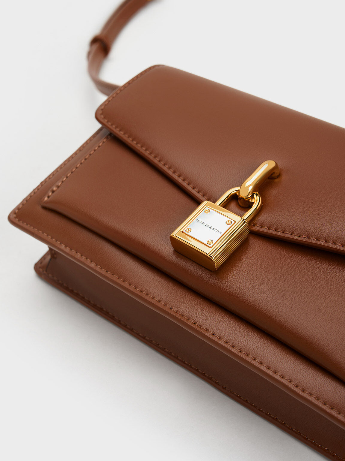 Padlock Envelope Crossbody Bag, Chocolate, hi-res