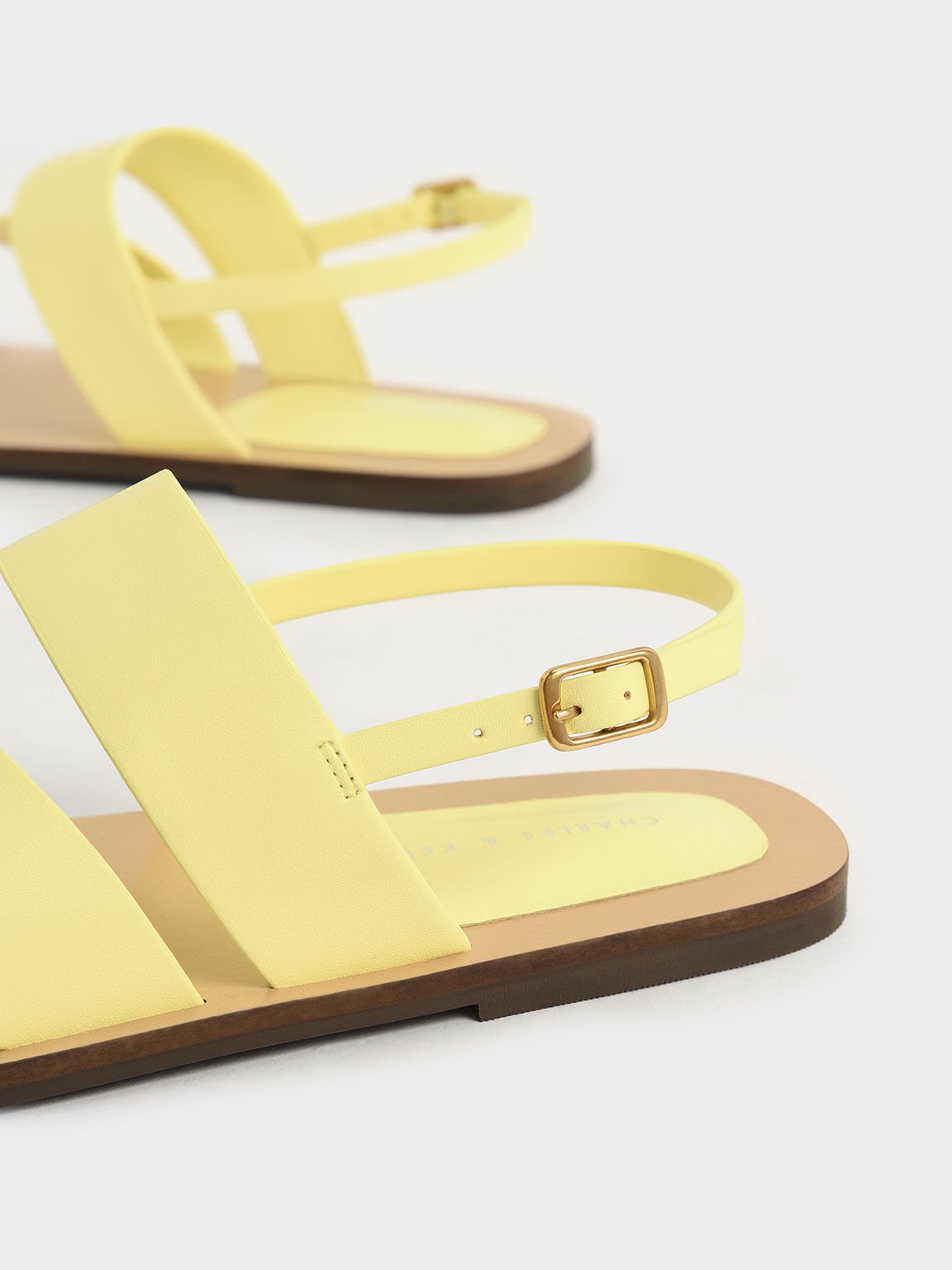 Toe-Ring Slingback Flat Sandals, Yellow, hi-res