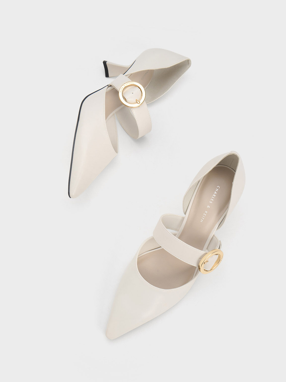White Buckled D'Orsay Pumps - CHARLES & KEITH KR