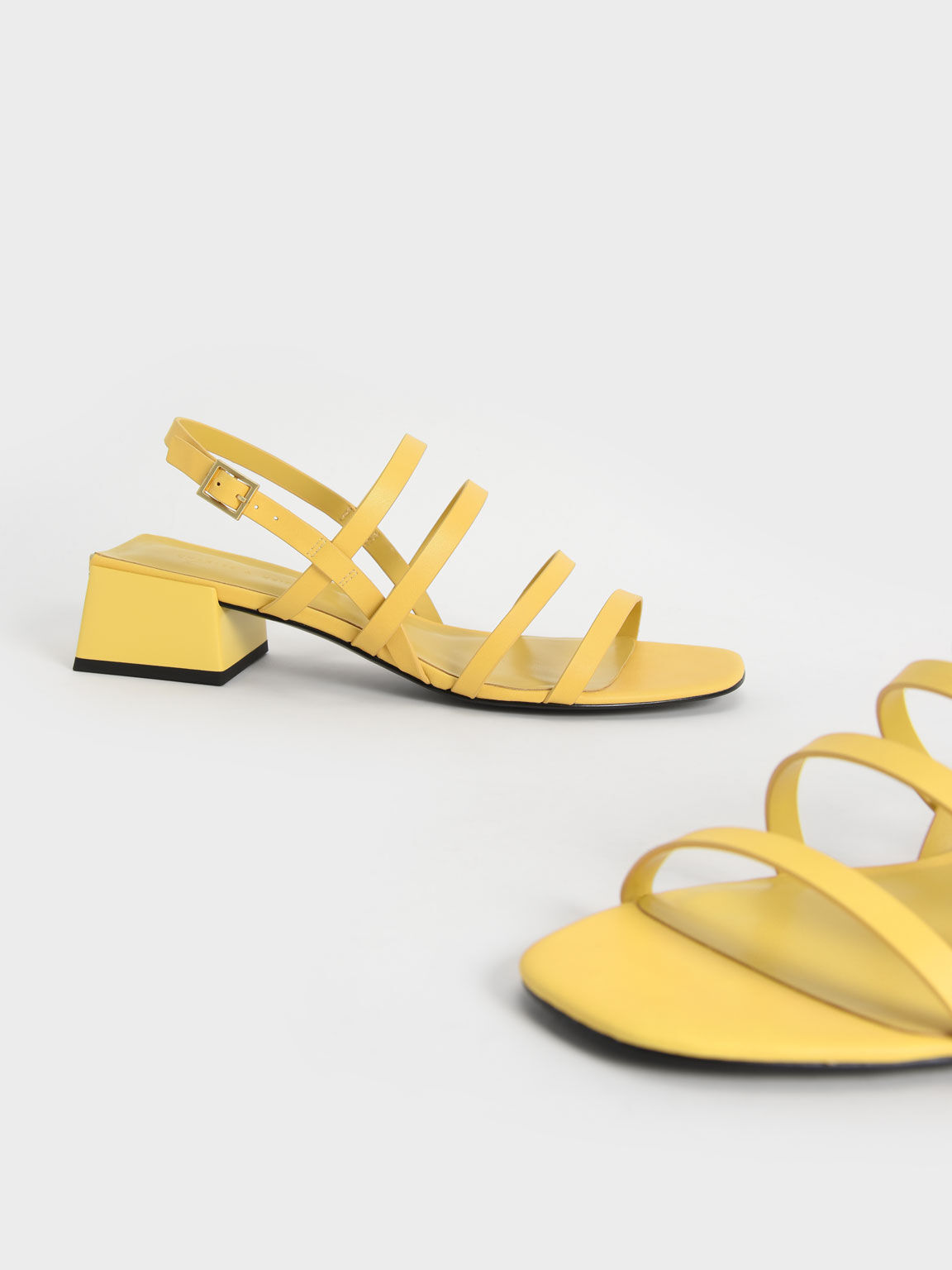 Yellow Strappy Geometric Slingback Sandals - CHARLES & KEITH OM