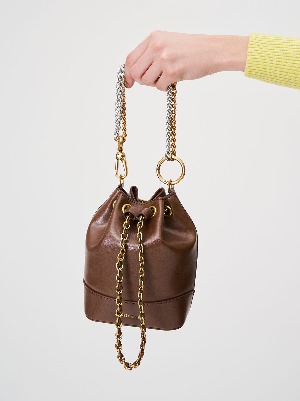 Dancer Drawstring Bucket Bag, Chocolate, hi-res