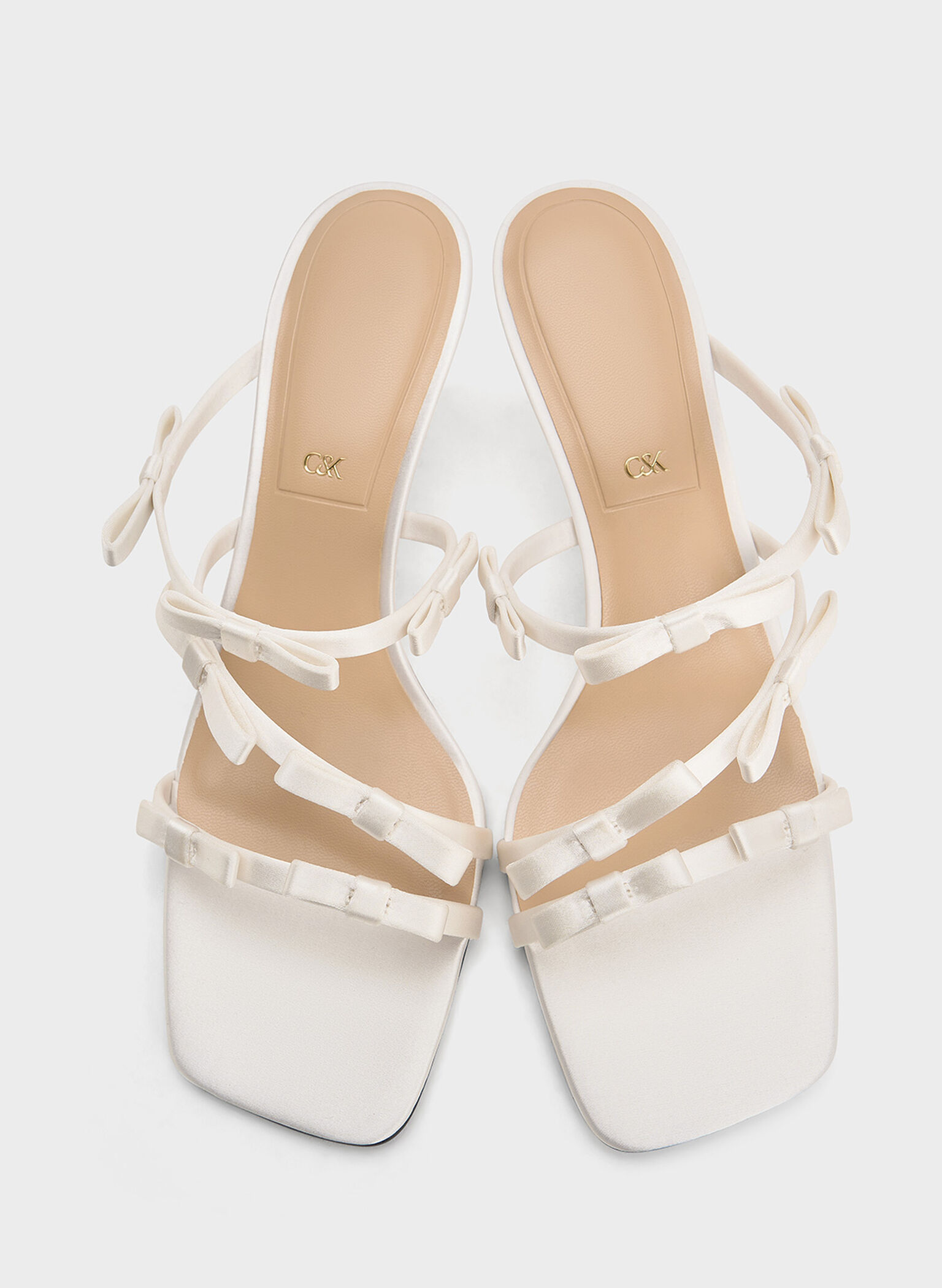 Sandalias de tacón Jessy de poliéster reciclado con lazo, Blanco, hi-res
