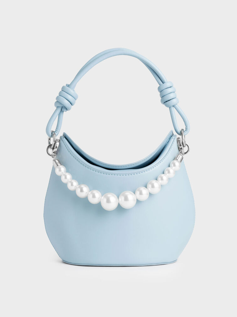 珍珠鍊水桶包, 淺藍色, hi-res