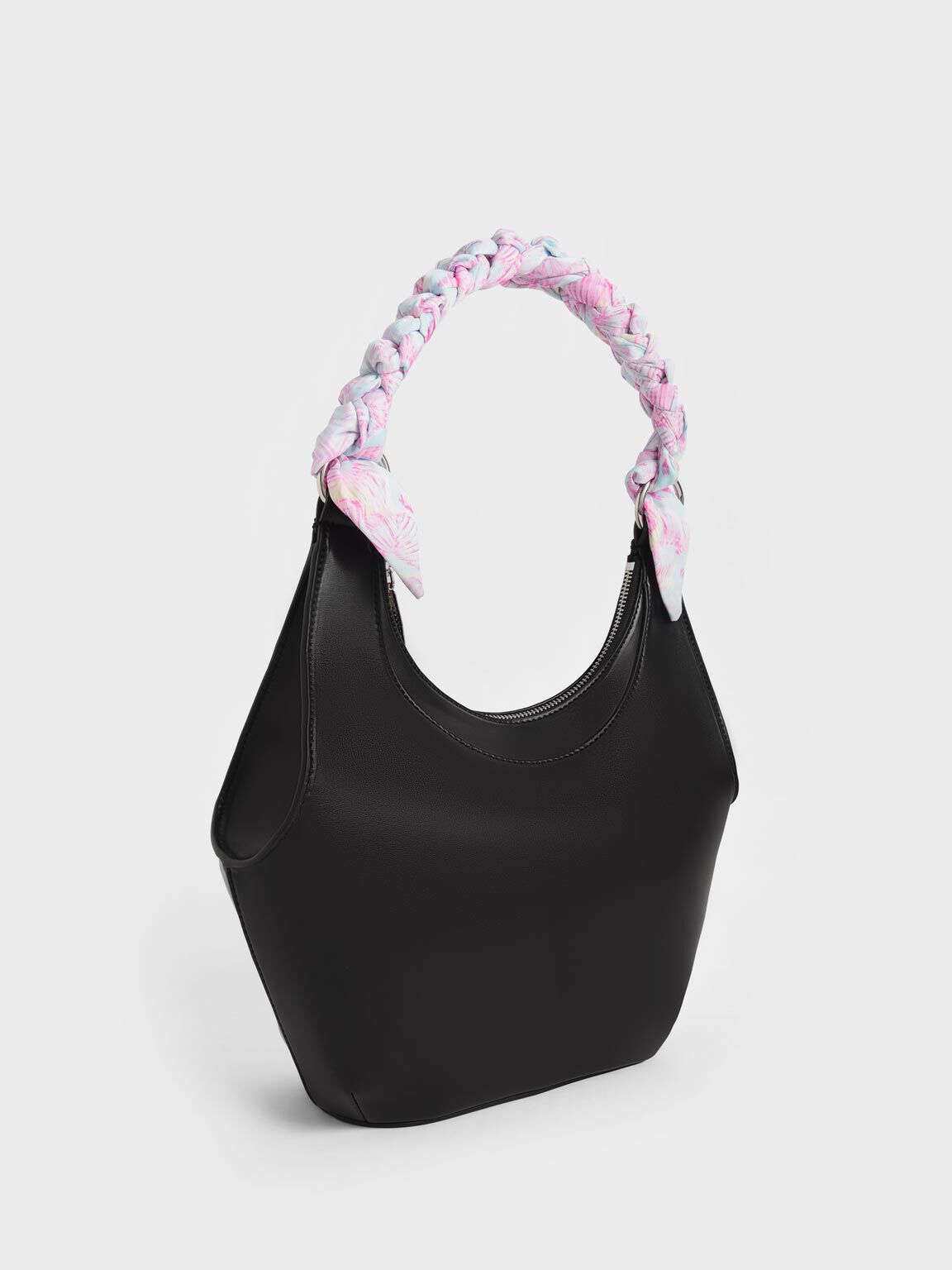 Ulani Scarf-Wrapped Hobo Bag, Black, hi-res