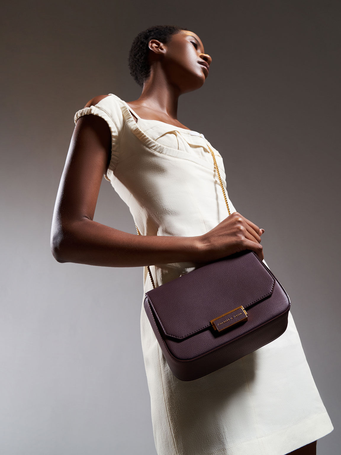 Chain Strap Shoulder Bag, Dark Oak, hi-res