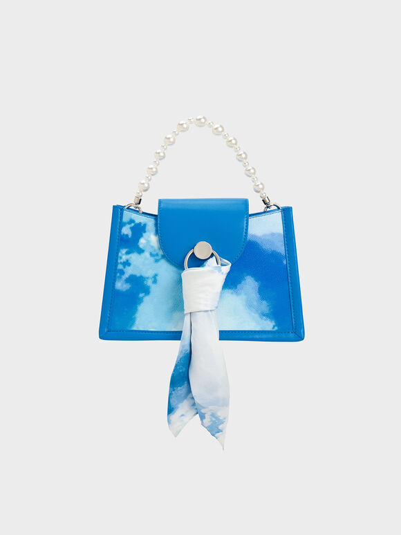 Roza Cloud-Print Scarf Crossbody Bag, Multi, hi-res