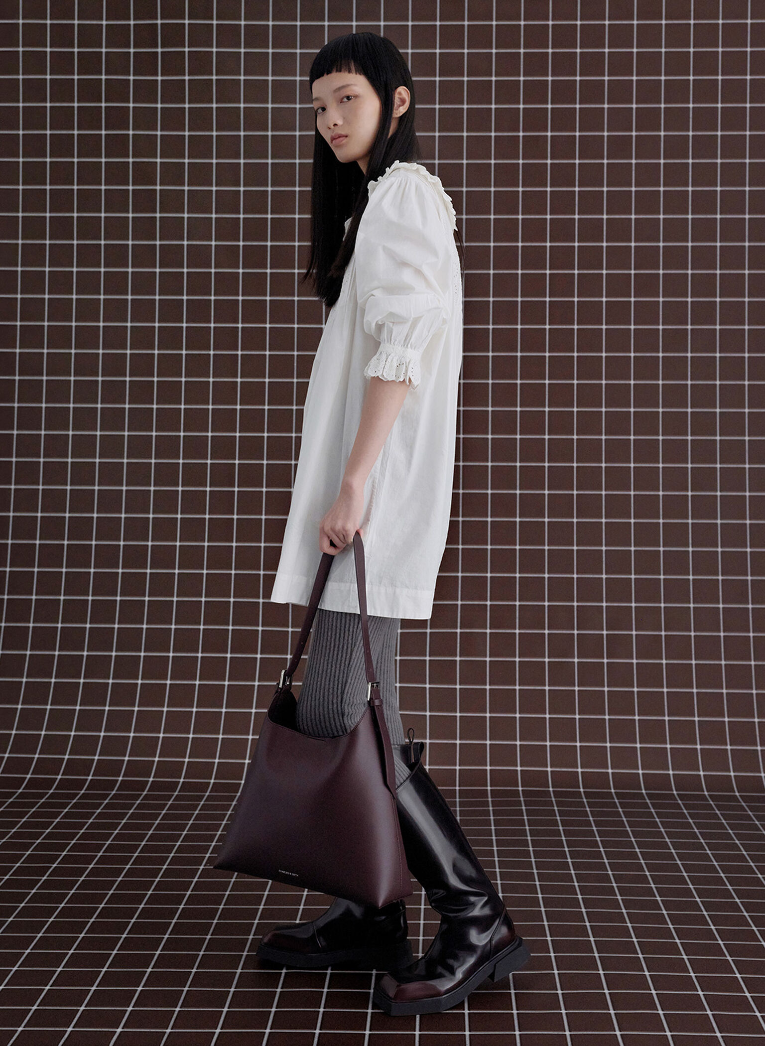 Bolso holgado trapezoidal, Burgundy, hi-res