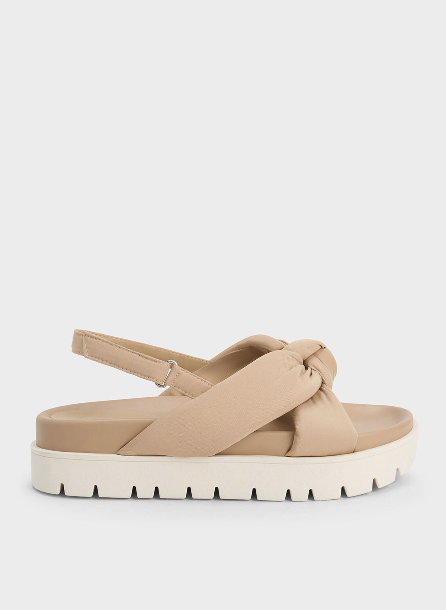 Nude Nylon Knotted Flatform Sandals - CHARLES & KEITH US