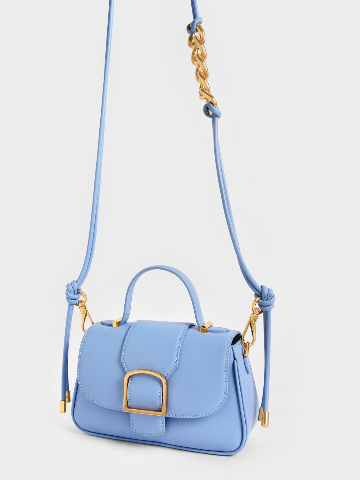 Curved Top Handle Crossbody Bag, Light Blue, hi-res