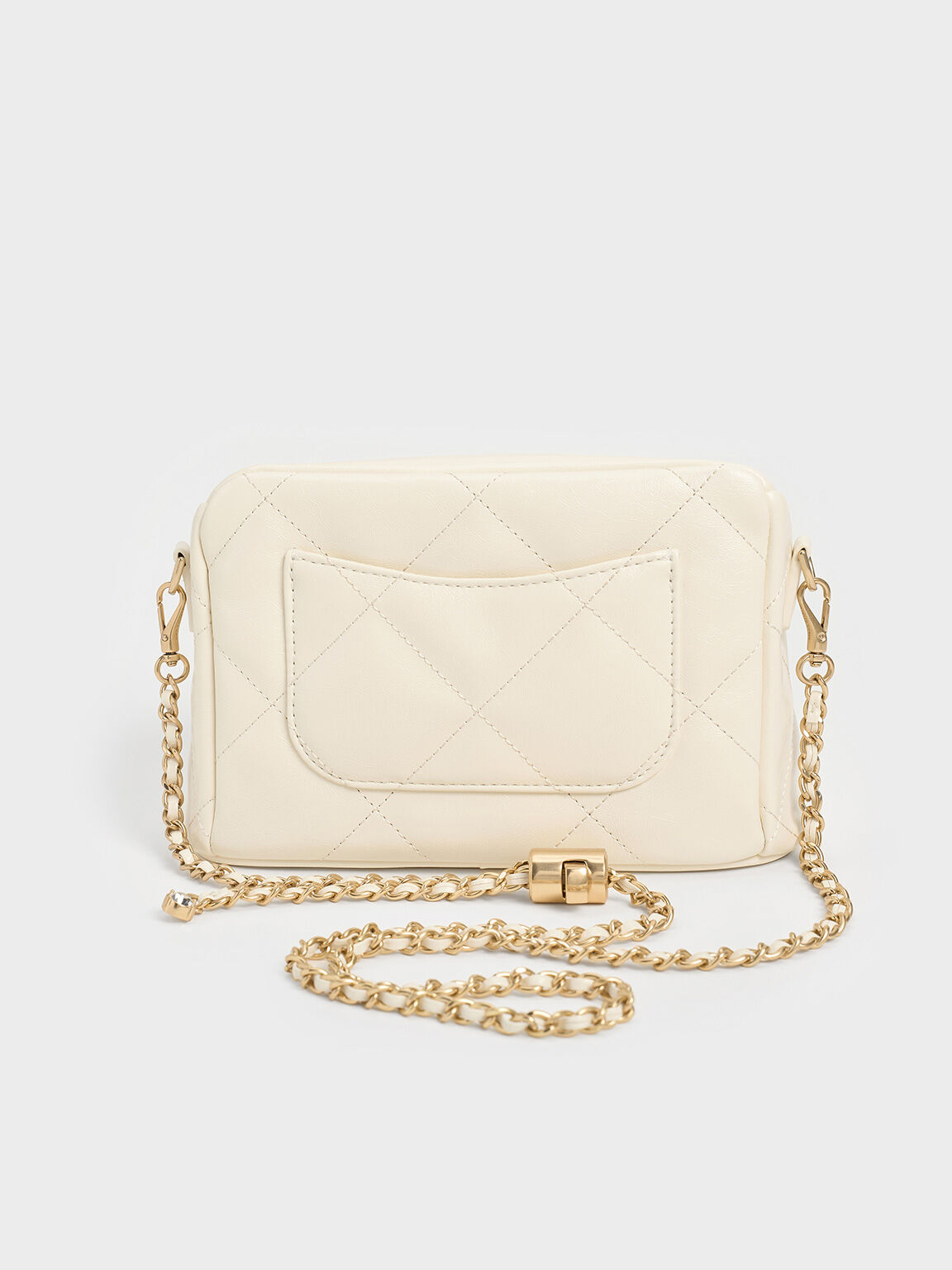 Charles Keith Women s Apfra Quilted Crossbody Bag Natural Shoulder Bags